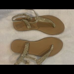 J. Crew girl’s gold thong sandals